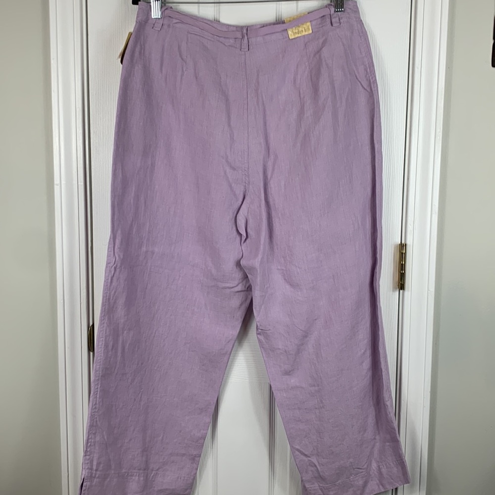 Lavender linen pants and linen button down shirt